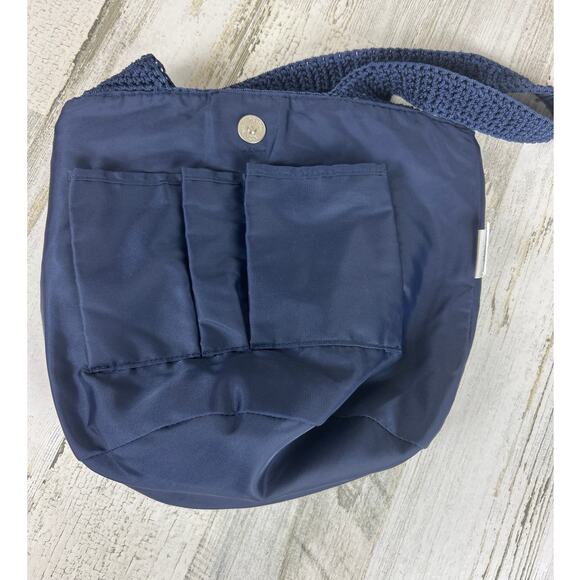 The Sak Navy Blue Medium Shoulder Bag Purse with Matching Knitted Wallet Boho - Picture 4 of 10